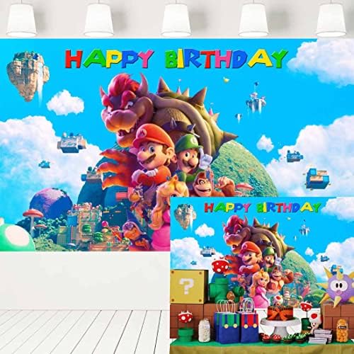 Super Mario Film Hátteret Szülinapi Buli, Videó, Játék, Kék Ég Háttere Gyerekek Mario Bros Party Kellékek Torta Táblázat