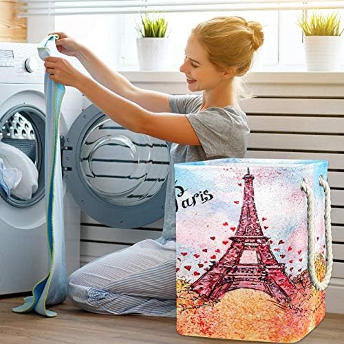 DJROW Mosoda Táska Évjárat Akvarell Párizs Franciaország Eiffel-Torony, Nagy Tároló Kuka Tároló Kosár Ruhát Szennyesben