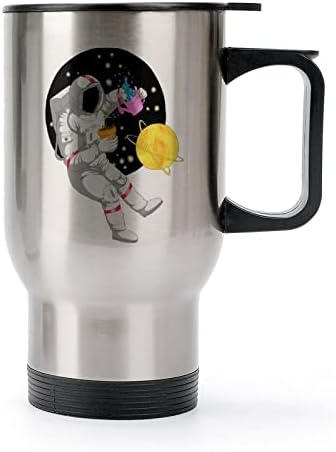 Funy Űrhajós a Hold 14 Oz Utazási Bögre Rozsdamentes Acél Vákuum Szigetelt Csésze Fedő