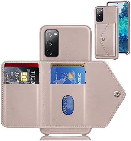 XcaseBar Samsung S20FE Tárca esetben Hitelkártya Birtokos Vissza PU Bőr Telefon tok Galaxy S20FE védőtok Rose Gold