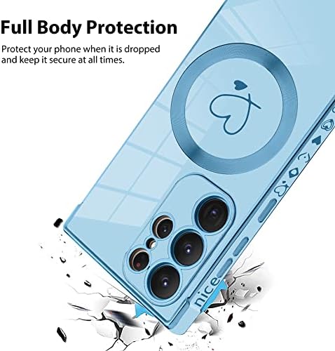 Bonoma Samsung Galaxy S23 Ultra 5G-Ügyben [Támogatást Magsafe] Szerelmes Szív Minta Mágneses Galvanizáló Luxus Elegáns