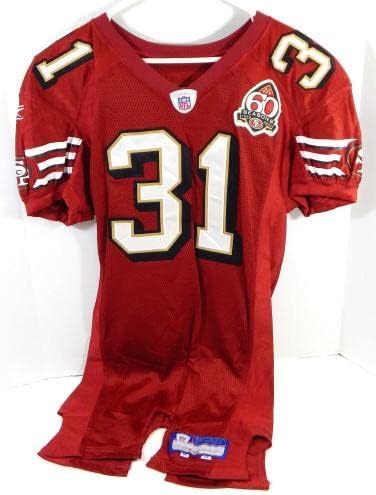 2006-ban a San Francisco 49ers Sammy Davis 31 Játékban Használt Piros Mez 60 Évszakok Patch 6 - Aláíratlan NFL Játék