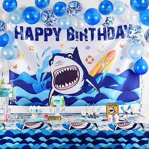 WERNNSAI Cápa Szülinapi Party Dekoráció 73 x 43 Kék Óceán Témájú Féltől vásárolt kellékeknek a Fiú Boldog Születésnapot