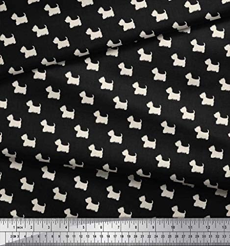 Soimoi Fekete Pamut Jersey Anyagból Havanese Kutya Szövet képeket Udvaron 58 cm Széles
