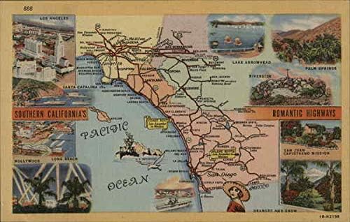 Térkép Dél-Kaliforniai Térképek, CA Eredeti Antik Képeslap