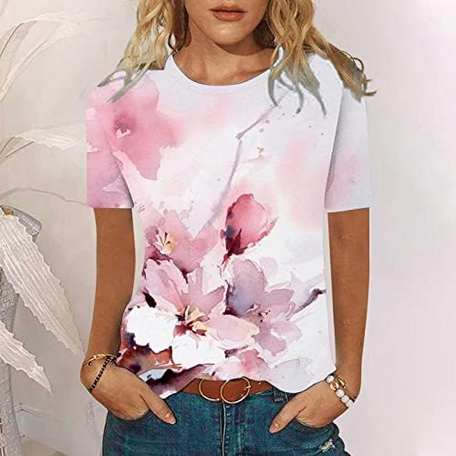 A nők Tshirt Ősszel, Nyáron Rövid Ujjú Sleeve Pamut tusfestészet Virágos Grafikus Felső Póló Lányoknak 0T 0T
