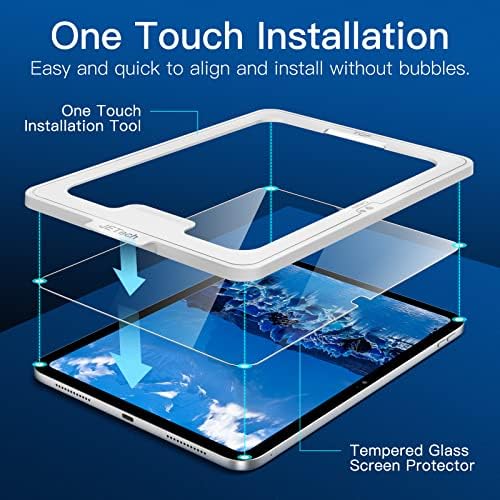 JETech Egy Érintse meg a Telepítés Képernyő Védő iPad 10 (10.9-Es, 2022 Modell, 10 Generáció), Edzett Üveg Film Automatikus