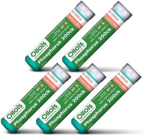 OLLOIS Foszfor 200ck Bio & Laktóz-Mentes Homeopátiás Gyógyszer, 80 Pellet (Csomag 5)