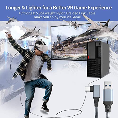 Smasener 16 FT Link Kábel Oculus/Meta Quest 2/1, illetve a PC - /Gőz VR, Fonott USB-3.2 C Kompatibilis az Oculus Quest