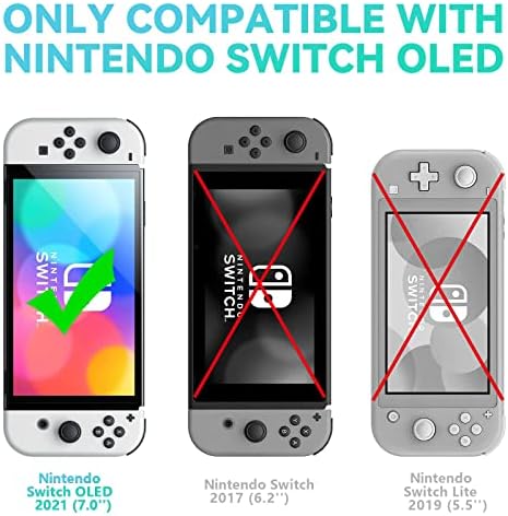Sibese védőtok Nintendo Kapcsoló OLED-val Edzett Üveg kijelző Védő fólia, előlap Kompatibilis Kapcsolót OLED (2021)(Kék)