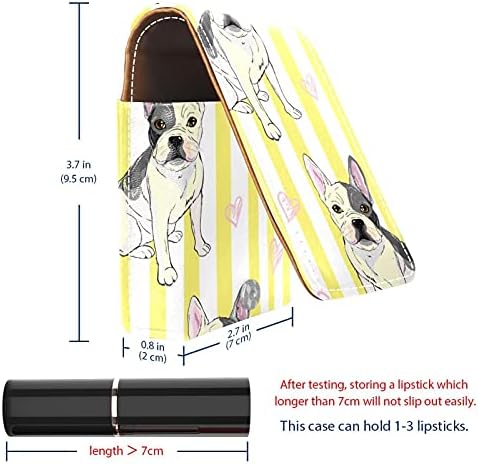 Smink Rúzs Esetében Kívül Bulldog Minta Hordozható Rúzs Szervező A Tükör Női Mini Smink Táska Vesz Fel, Hogy 3 Rúzs